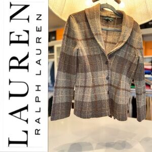 Lauren Ralph Lauren Women's Plaid Lambswool sweater Blazer